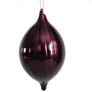 Large Studio Made Purple Christmas Glass Teadrop Ornament